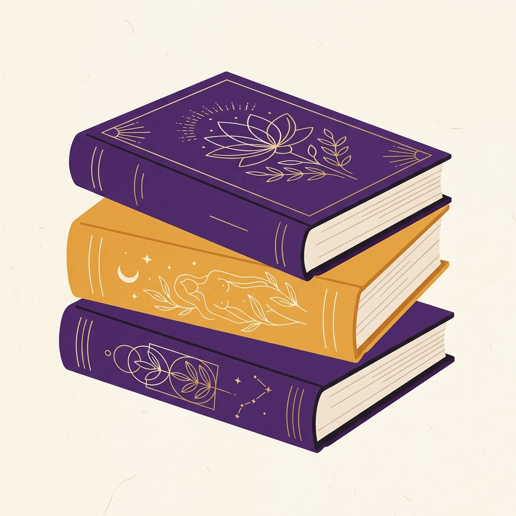 Books hero illustration showing a modern stack of books.